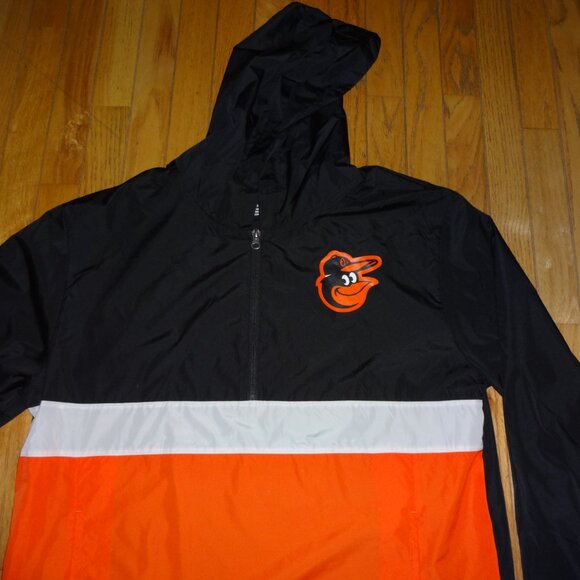 BALTIMORE ORIOLES MLB Genuine Merchandise Hooded Windbreaker JACKET 1/4 Zip NWT - Picture 2 of 8